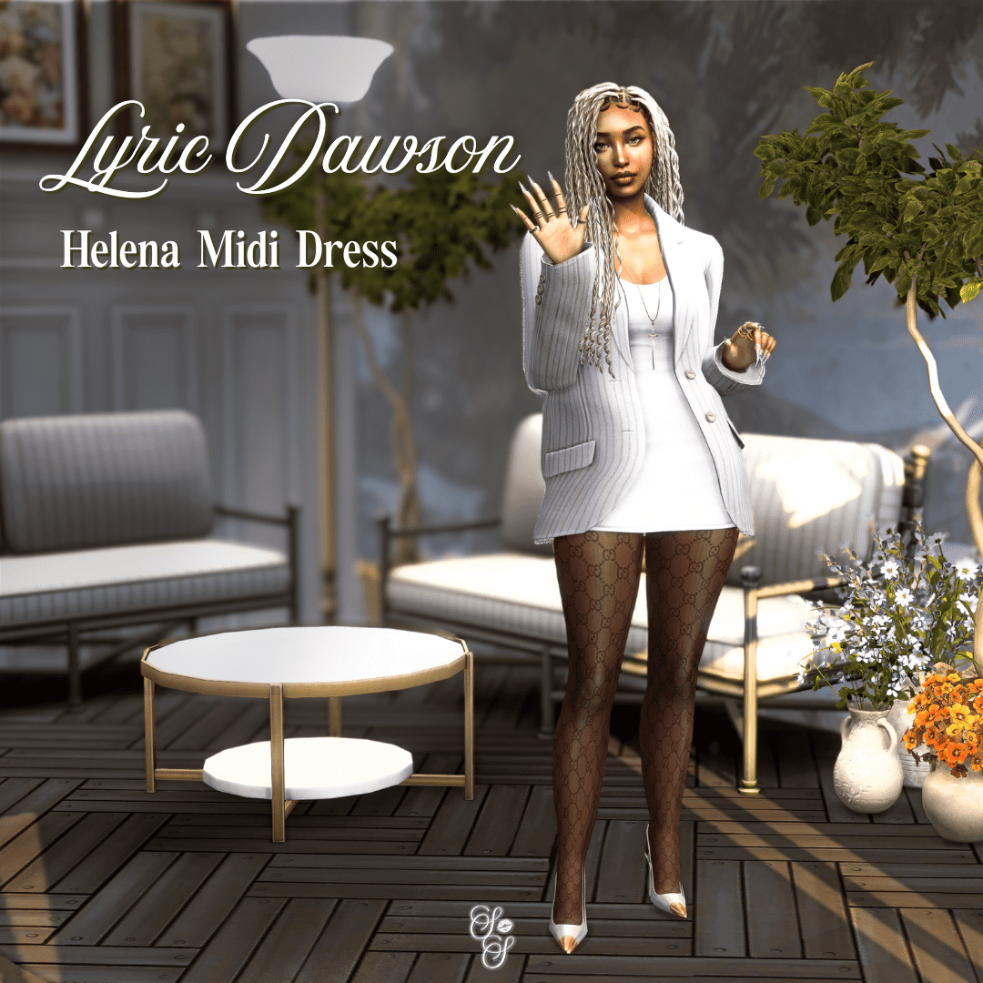 Lyric is the luxe girlboss your save file has been waiting for. The pinstripe blazer dress, iconic hosiery, and that hair? Unapologetically glam.