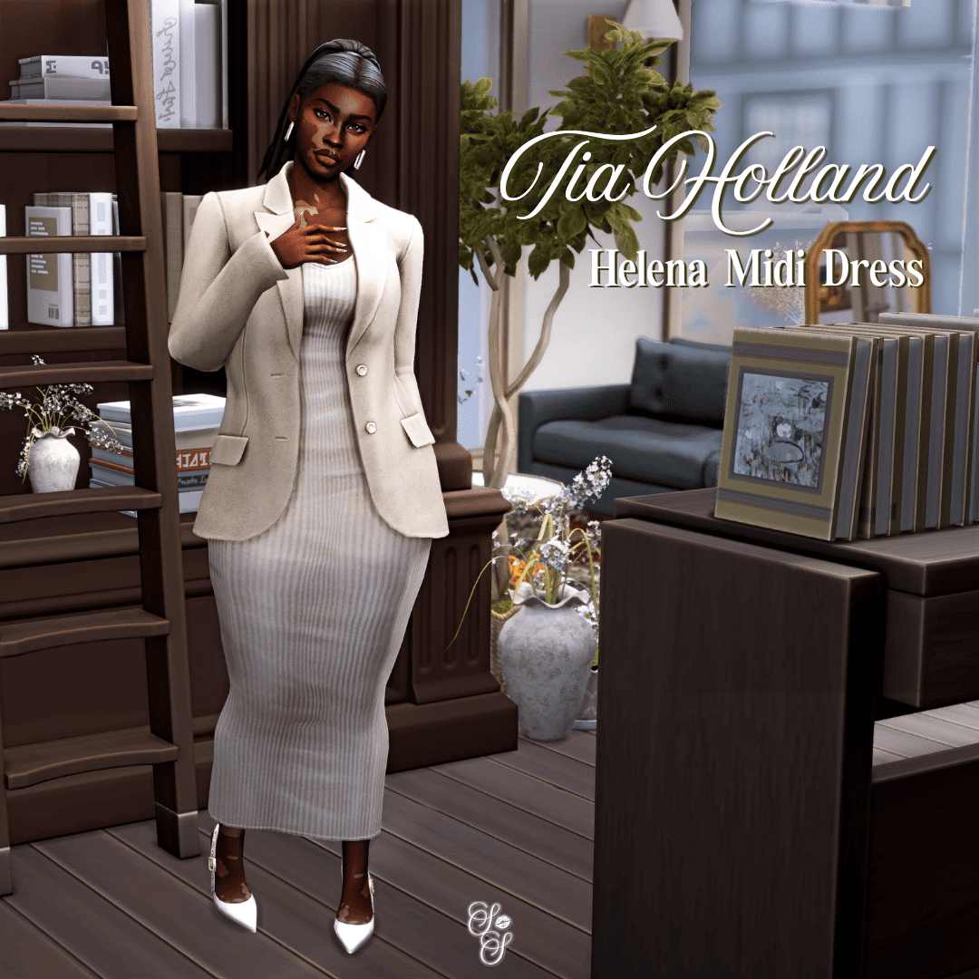 Tia’s neutral-toned power knit dress is simple sophistication. Her vibe is “closed the deal before noon, now onto brunch with mimosas.”