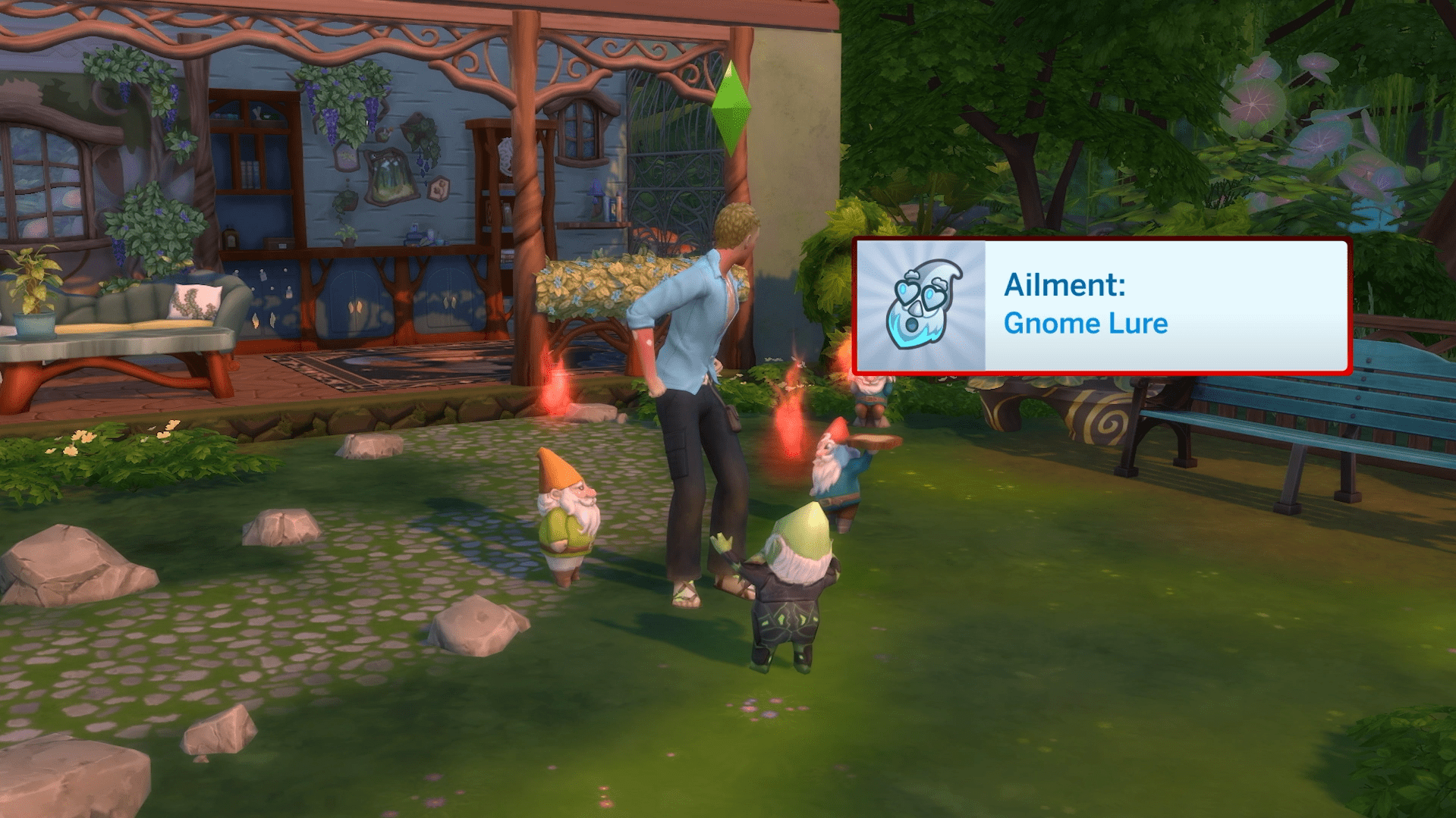 Gnome Lure isn’t just cosmetic, these enchanted pests will follow your Sim relentlessly until they find a cure. Better head to the apothecary!