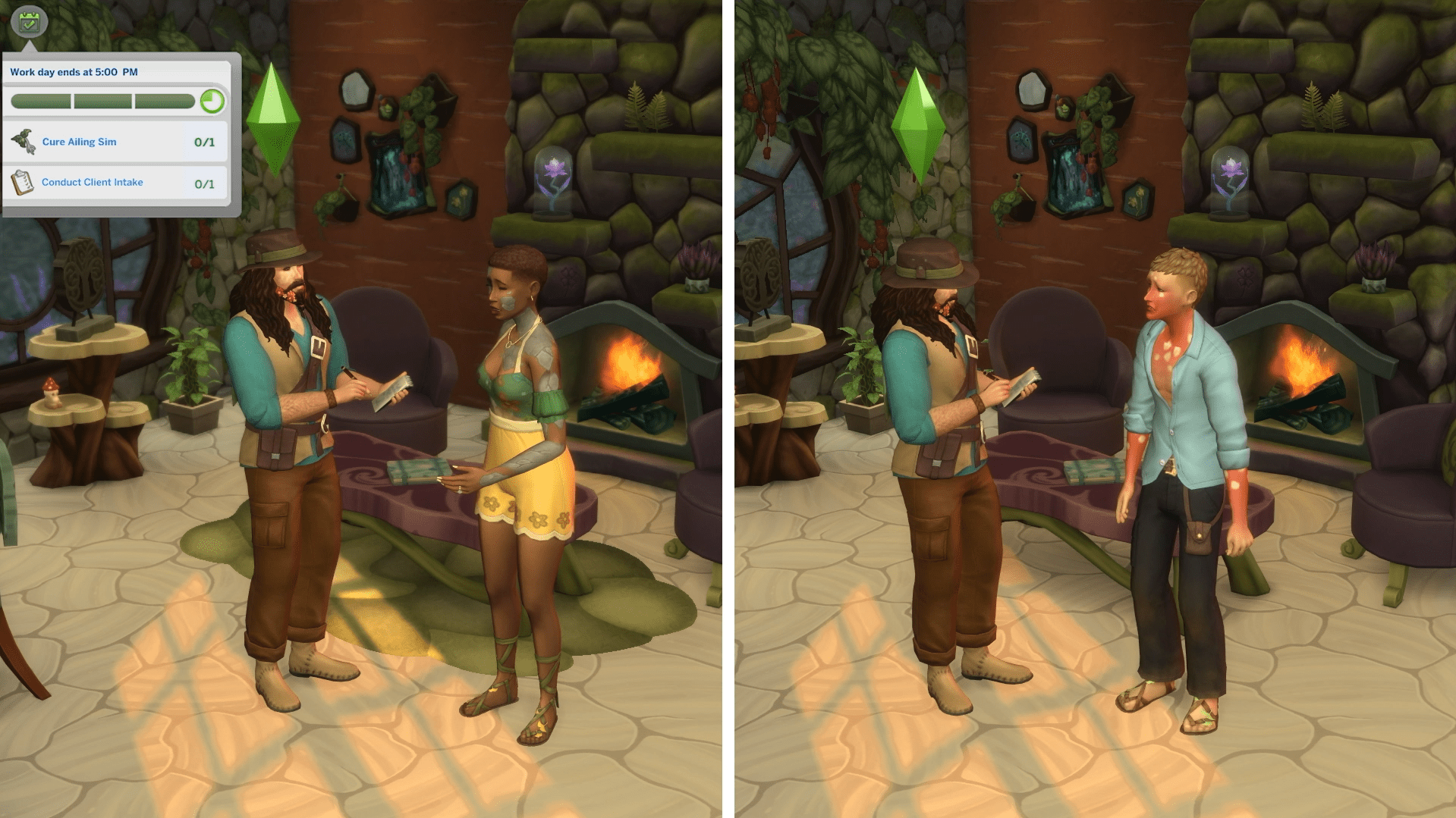 Diagnosing enchanted ailments is all in a day's work! As an Apothecary, your Sim will evaluate clients, identify mystical illnesses, and offer nature-based remedies during house calls.